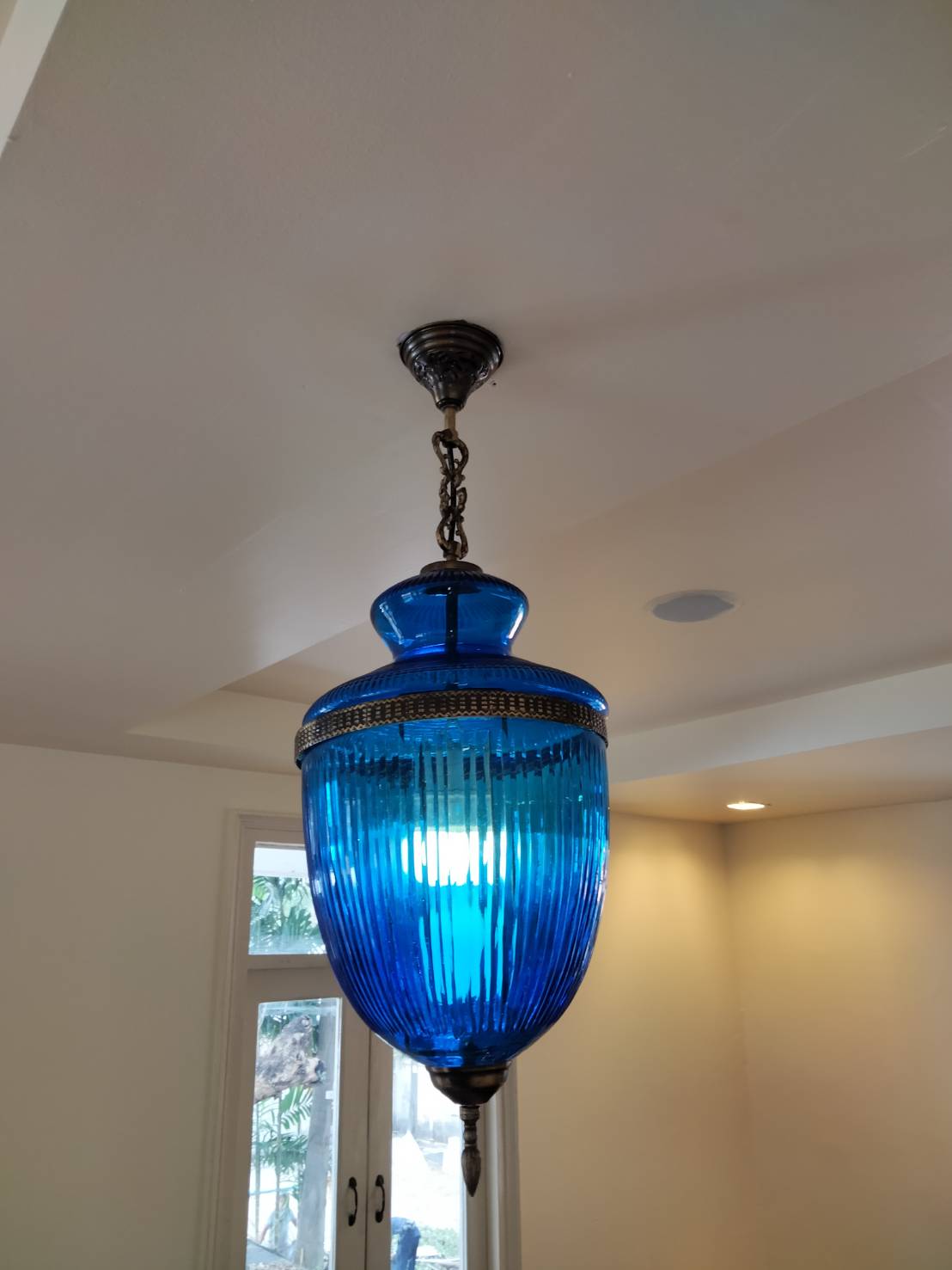 💢โคมไฟแก้ว หยดน้ำ สีฟ้า ย้อนยุค คลาสสิค 👉แต่งบ้าน​ แต่งร้าน​