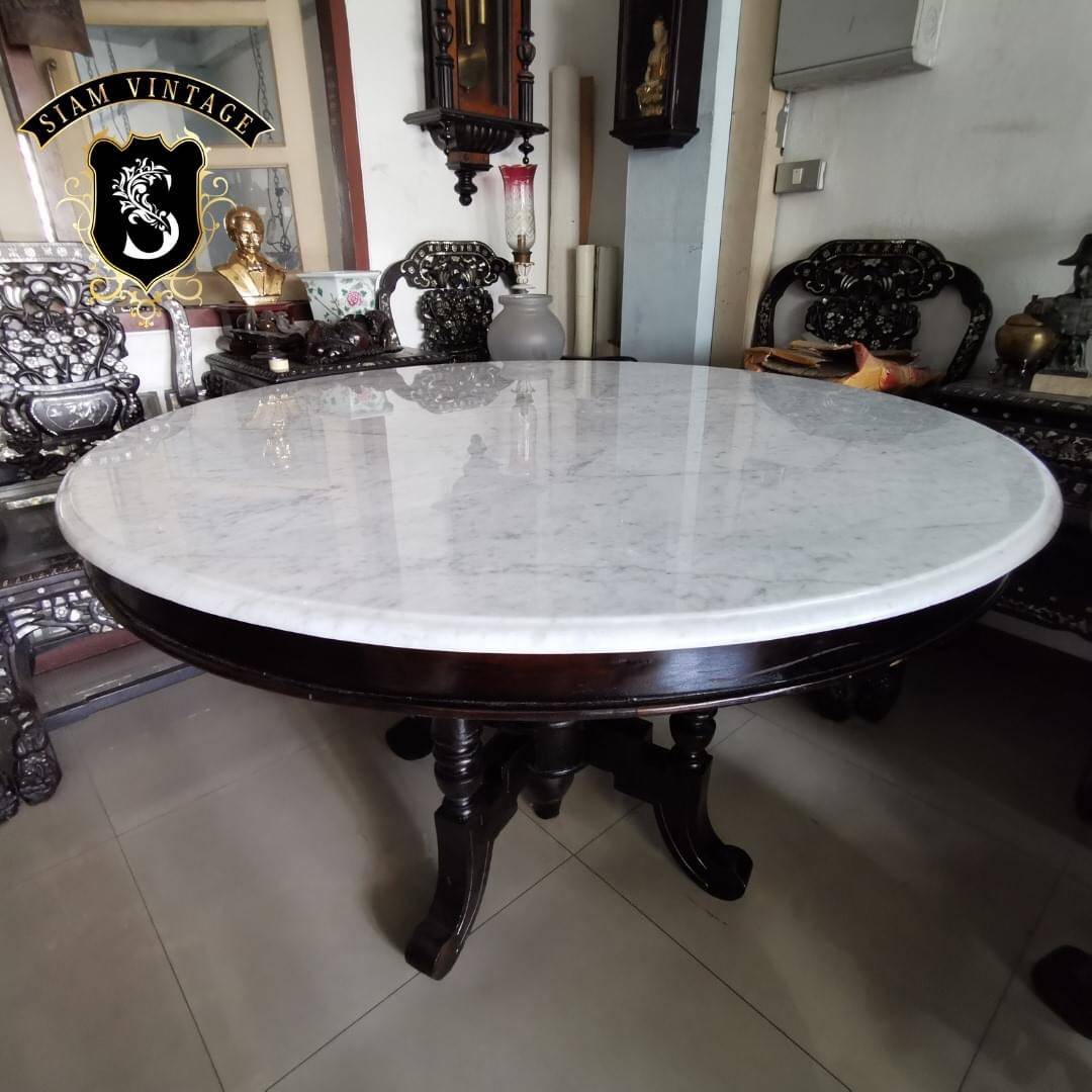 โต๊ะหินอ่อน 125cm โต๊ะหินอ่อนอิตาลี่ นำเข้าจากต่างประเทศ งดงาม สุดคลาสสิค หายาก