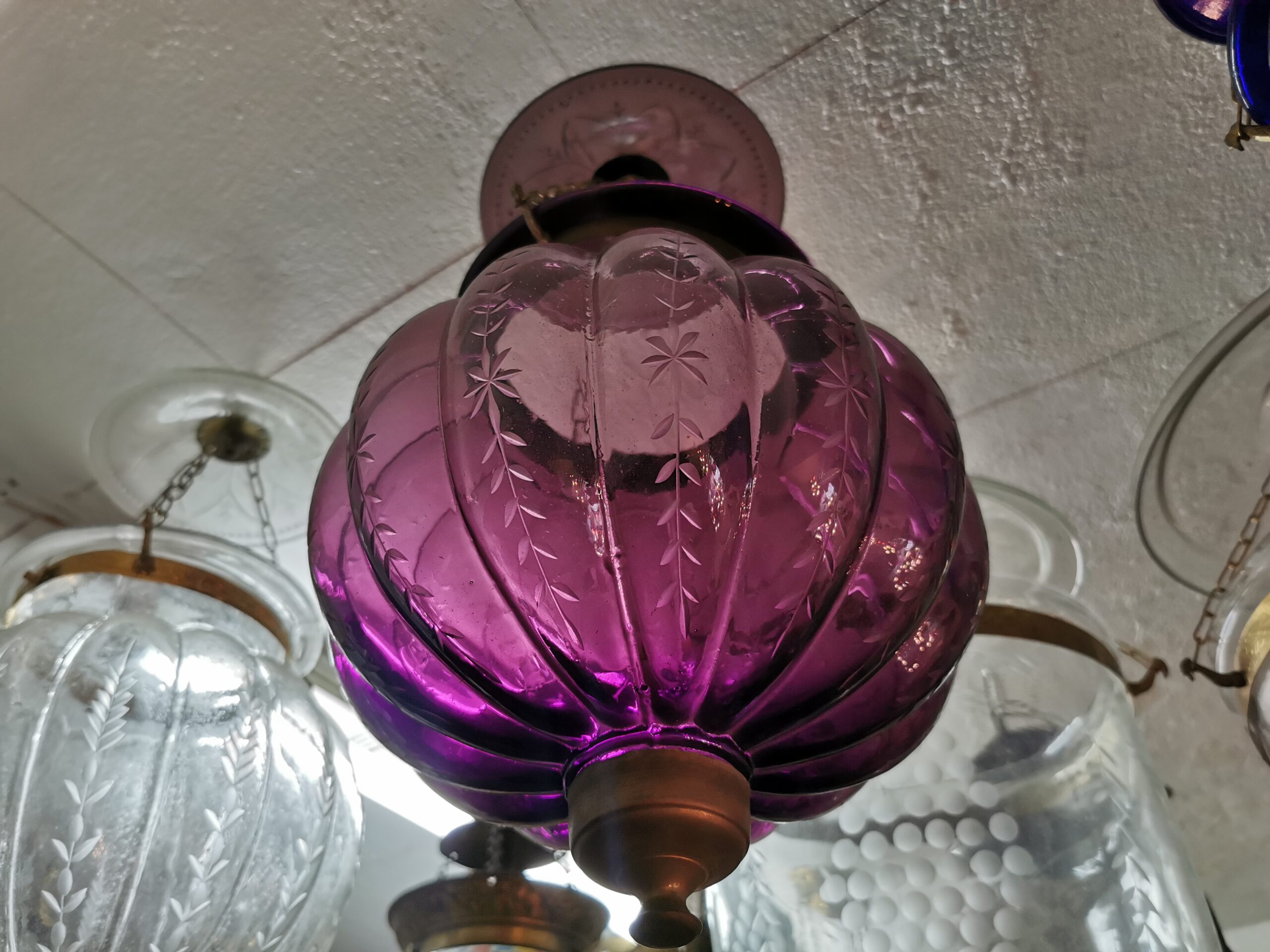 โคมไฟแก้ว ฟักทองใหญ่ โคมไฟติดเพดาน  ย้อนยุค คลาสสิค 👉แต่งบ้าน​ แต่งร้าน​ ให้สวยคลาสสิค - Image 4