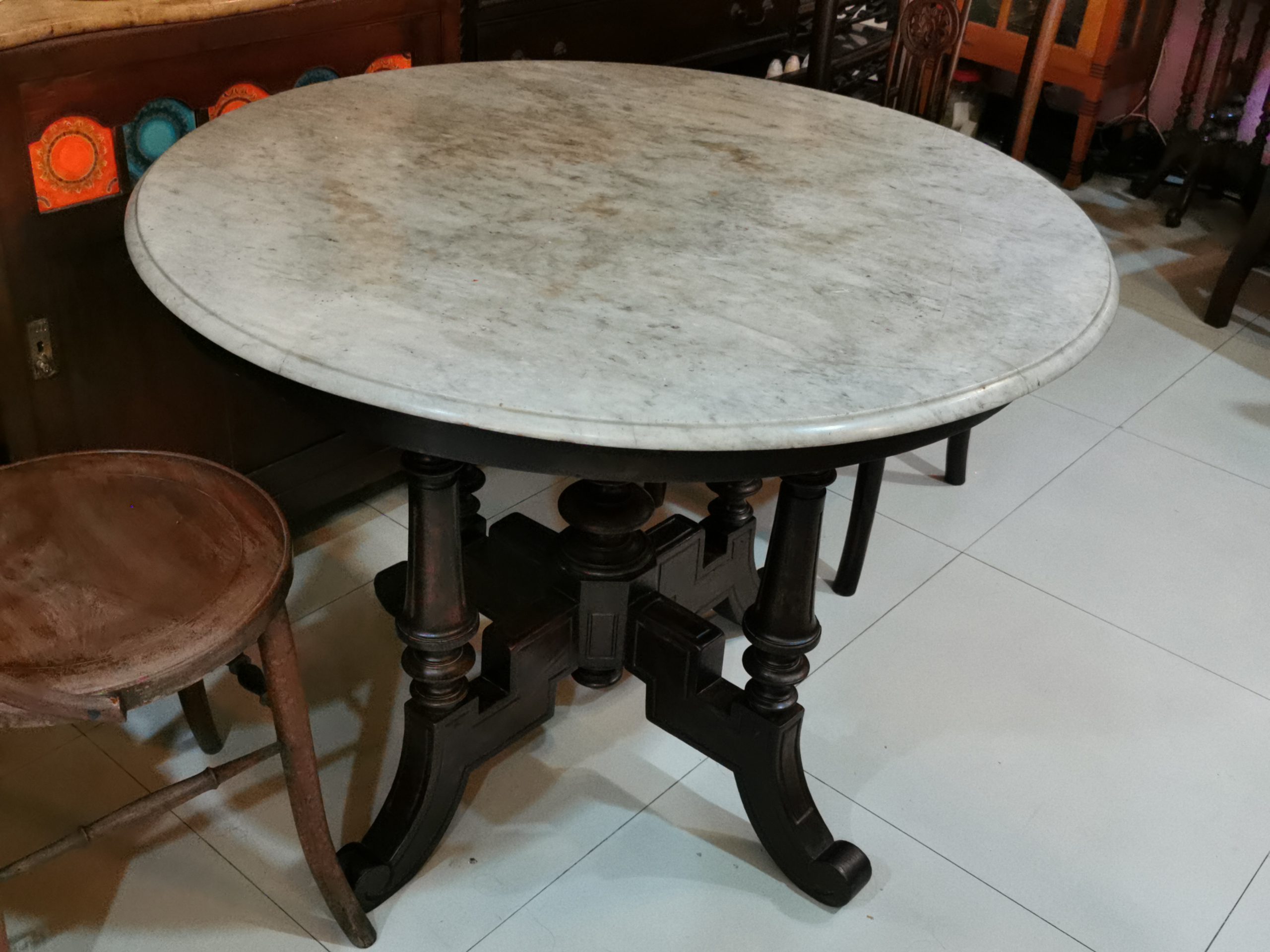 โต๊ะหินอ่อน 100cm โต๊ะหินอ่อนอิตาลี่ นำเข้าจากต่างประเทศ งดงาม สุดคลาสสิค หายาก - Image 5