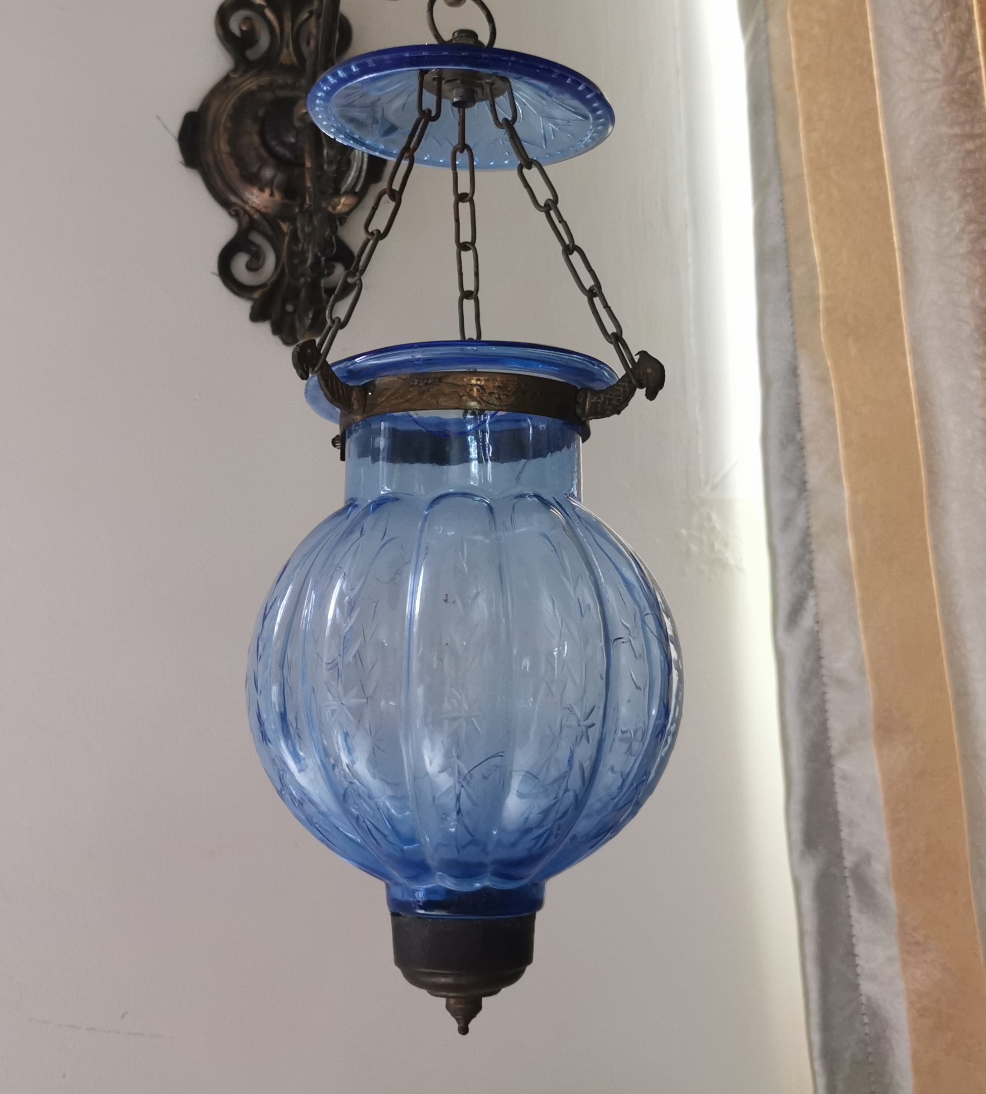 โคมไฟแก้ว ฟักทองเล็กโคมไฟติดเพดาน  ย้อนยุค คลาสสิค 👉แต่งบ้าน​ แต่งร้าน​ ให้สวยคลาสสิค - Image 6