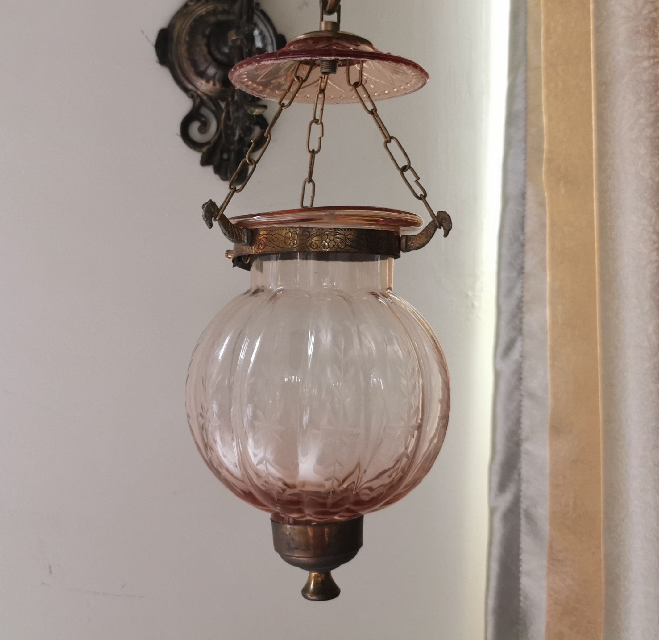 โคมไฟแก้ว ฟักทองเล็กโคมไฟติดเพดาน  ย้อนยุค คลาสสิค 👉แต่งบ้าน​ แต่งร้าน​ ให้สวยคลาสสิค - Image 7