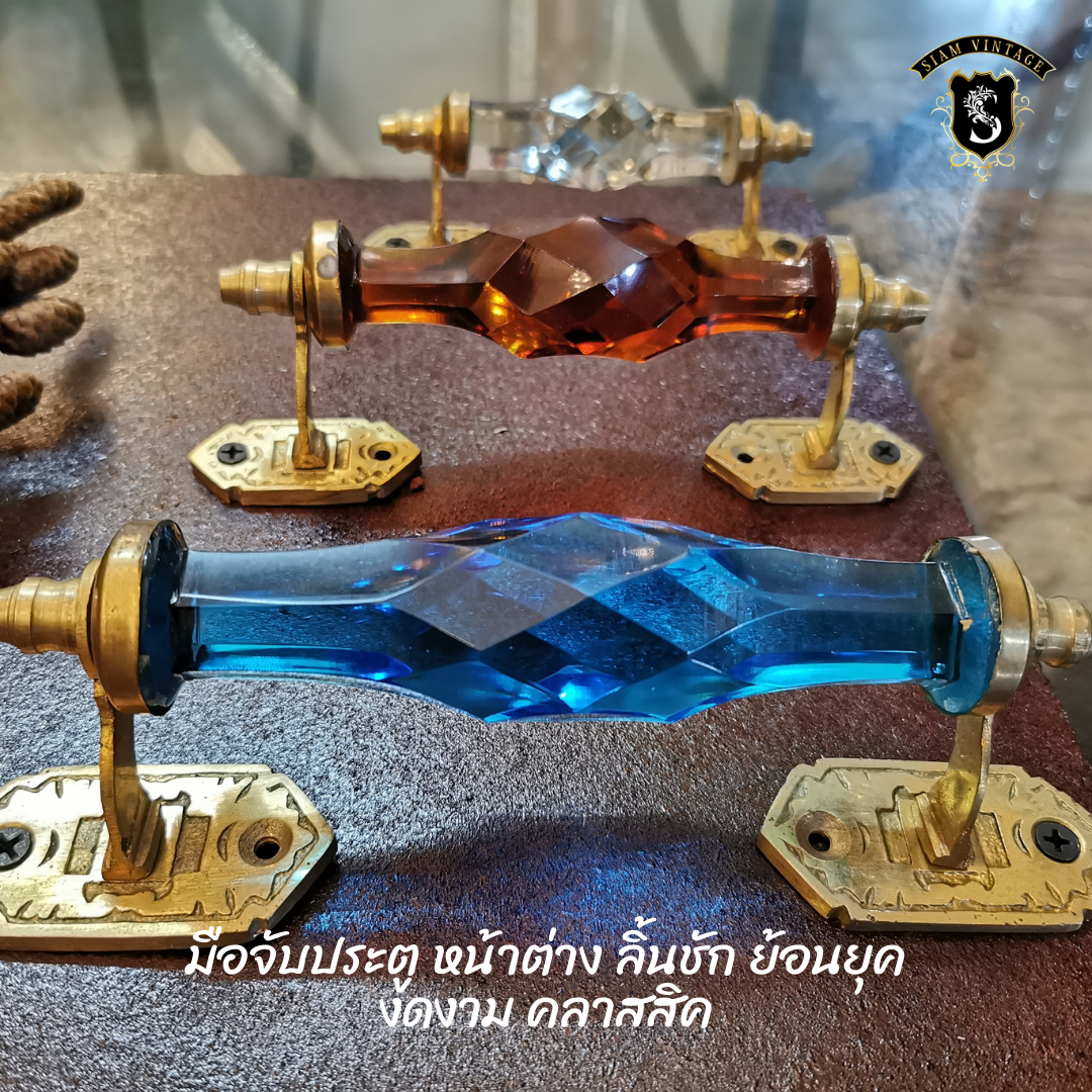 มือจับประตู 12นิ้ว มือจับประตูแก้ว ทองเหลือง มือจับประตูทองเหลือง มือจับประตูโบราณ มือจับประตูย้อนยุค ย้อนยุค แต่งบ้าน แต่งร้าน - Image 6