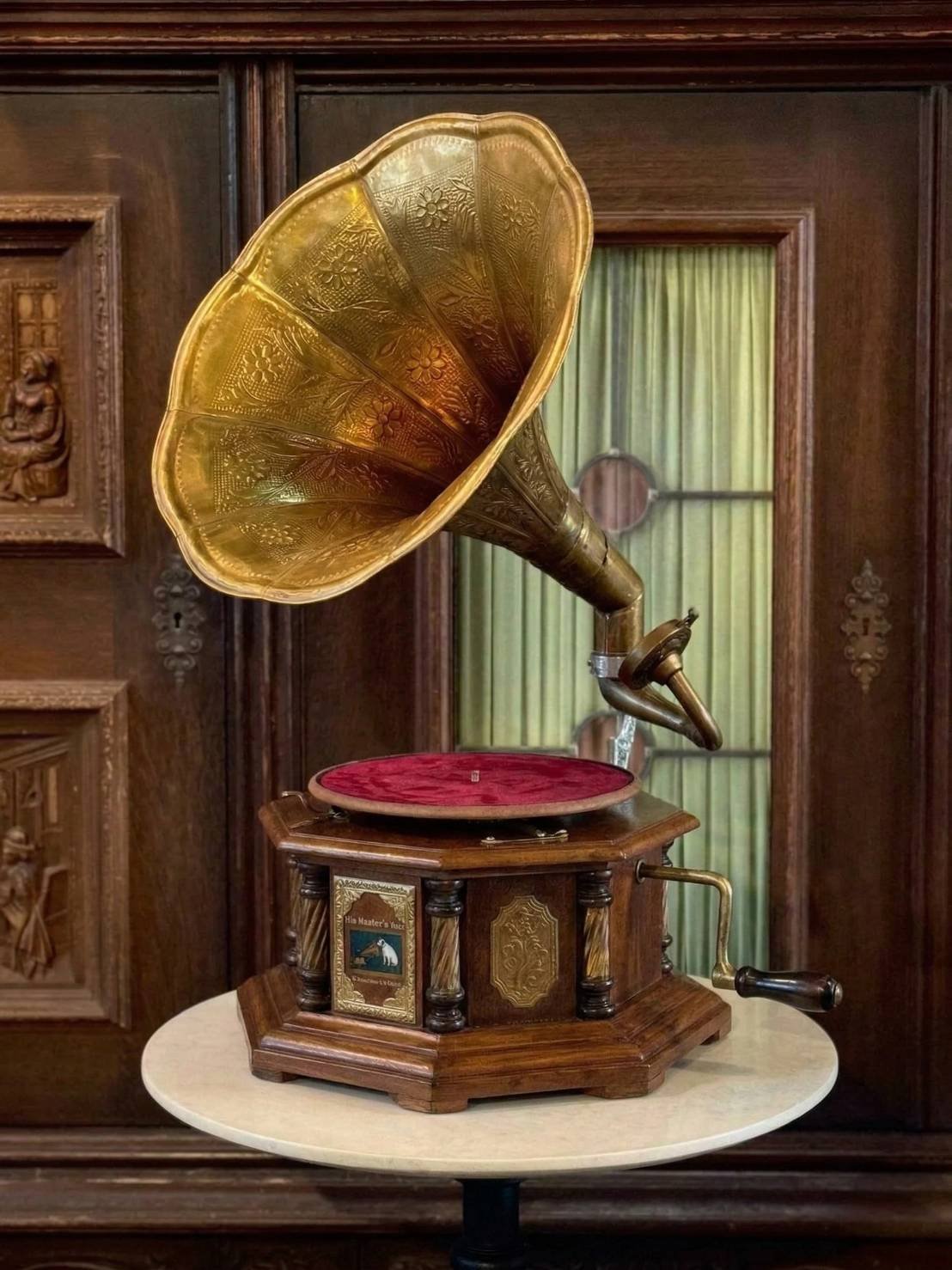 Gramophone ปากแตรทองเหลือง เครื่องเล่นแผ่นเสียงโบราณ ของสะสมระดับตำนาน - Image 4