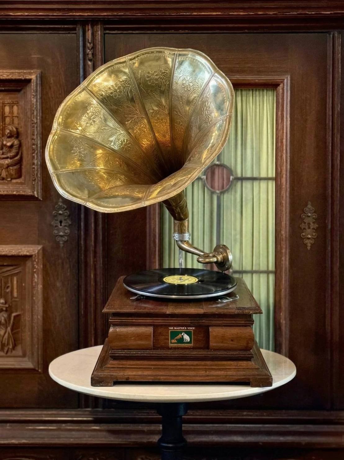 Gramophone ปากแตรทองเหลือง เครื่องเล่นแผ่นเสียงโบราณ ของสะสมระดับตำนาน - Image 3
