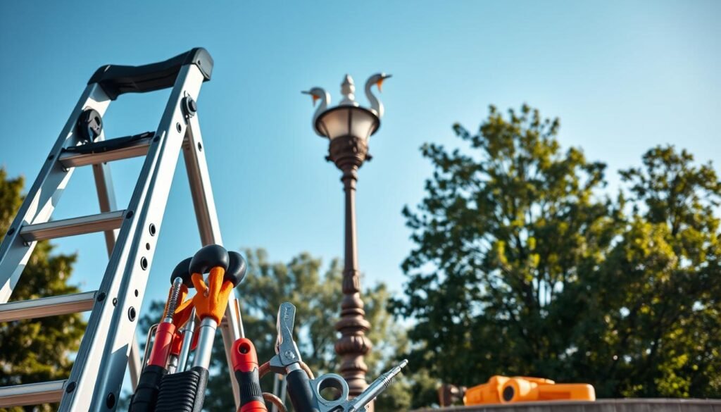 อุปกรณ์ติดตั้งโคมไฟวัดบนเสาหงส์