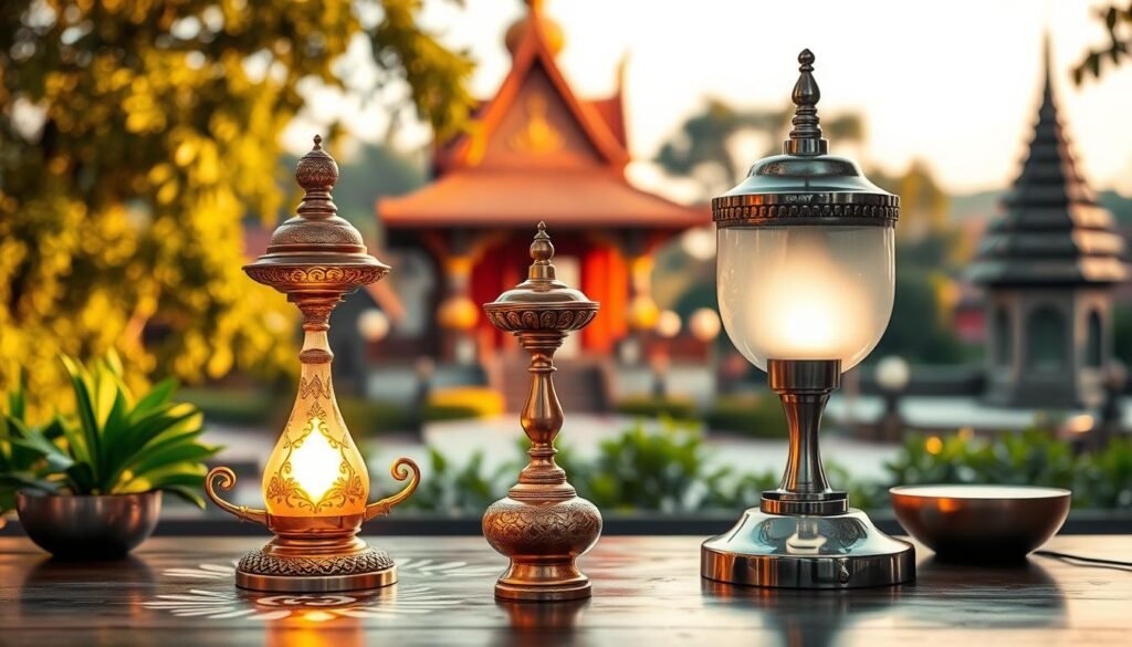 โคมไฟวัดทองเหลืองและสแตนเลส