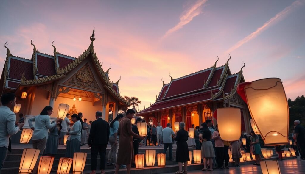 พิธีถวายโคมไฟวัดอย่างถูกต้อง