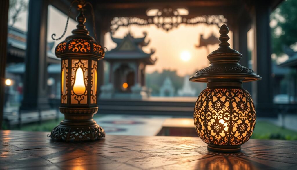 ออกแบบโคมไฟวัด วัสดุ