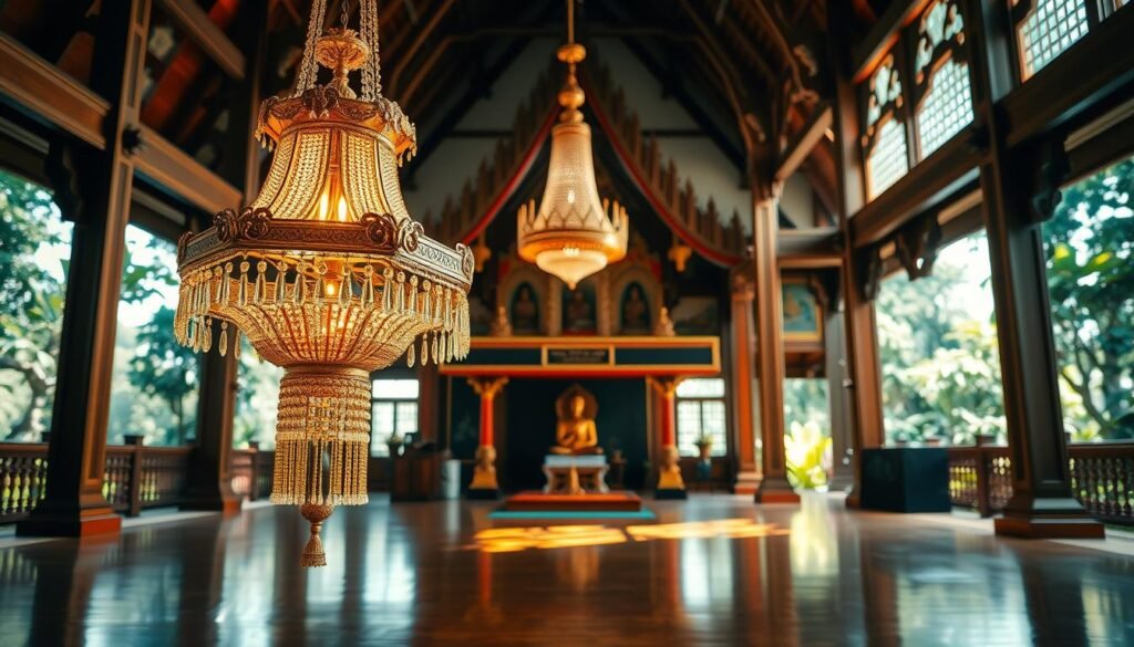โคมไฟศาสนาในศาลาวัด
