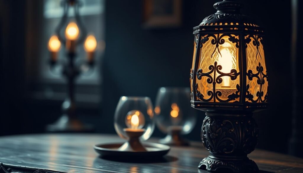 โคมไฟโบราณเก่า ลวดลายแกะสลัก